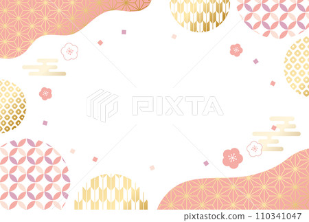 可愛的日本圖案現代框架與梅花 可愛的日本圖案現代框架與梅花 110341047