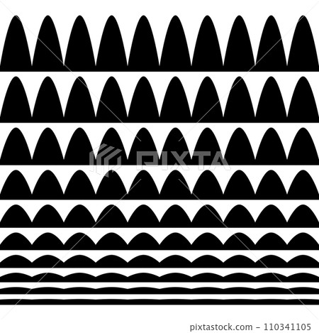 A set of wavy zigzag horizontal wiggly lines A set of wavy zigzag horizontal wiggly lines 110341105