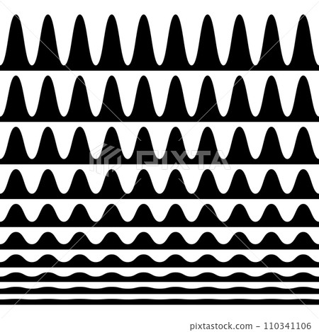 A set of wavy zigzag horizontal wiggly lines A set of wavy zigzag horizontal wiggly lines 110341106