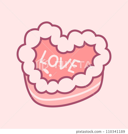 Cake Heart with the inscription Love Cute Hand Drawn Valentine's Day Vector illustration Cake Heart with the inscription Love Cute Hand Drawn Valentine's Day Vector illustration 110341189
