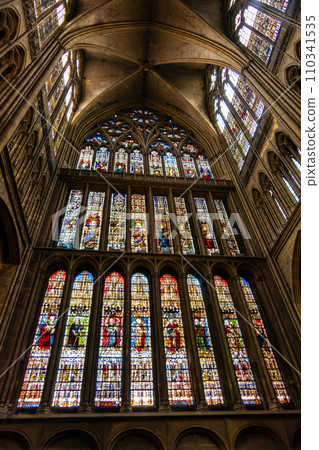 France, Metz, Stained glass windows of Saint Etienne Cathedral in Metz 110341535