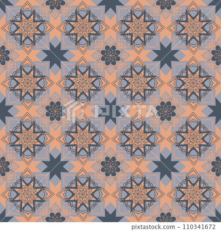 Seamless pattern with geometric patterns and patterns in oriental style. Seamless pattern with geometric patterns and patterns in oriental style. 110341672