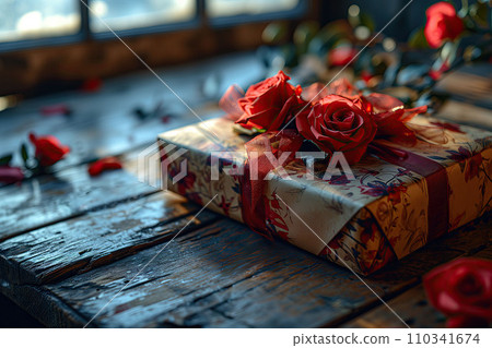 A Gift Box Awaits Symbolizing Affection on Valentine's Day or a Sweet Anniversary A Gift Box Awaits Symbolizing Affection on Valentine's Day or a Sweet Anniversary 110341674
