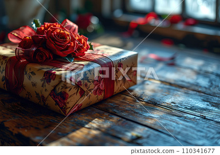 A Gift Box Awaits Symbolizing Affection on Valentine's Day or a Sweet Anniversary A Gift Box Awaits Symbolizing Affection on Valentine's Day or a Sweet Anniversary 110341677
