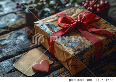A Gift Box Awaits Symbolizing Affection on Valentine's Day or a Sweet Anniversary A Gift Box Awaits Symbolizing Affection on Valentine's Day or a Sweet Anniversary 110341678