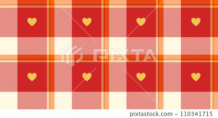 Gingham pattern with hearts. Seamless tartan vichy check plaid for gift card, wrapping paper, invitation on Valentines Day print 110341715