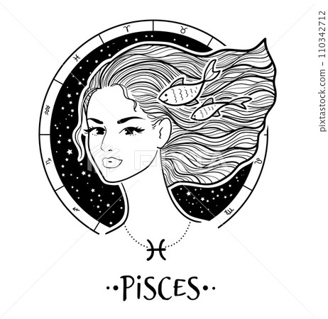 Pisces zodiac sign line ar Pisces zodiac sign line ar 110342712