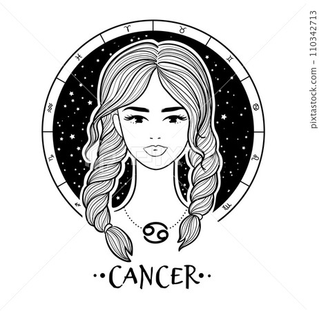 Cancer zodiac sign line art Cancer zodiac sign line art 110342713