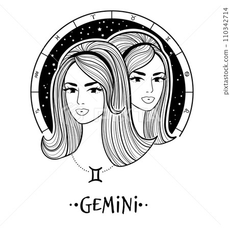 Gemini zodiac sign line art Gemini zodiac sign line art 110342714