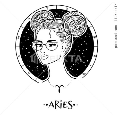 Aries zodiac sign line art 110342717