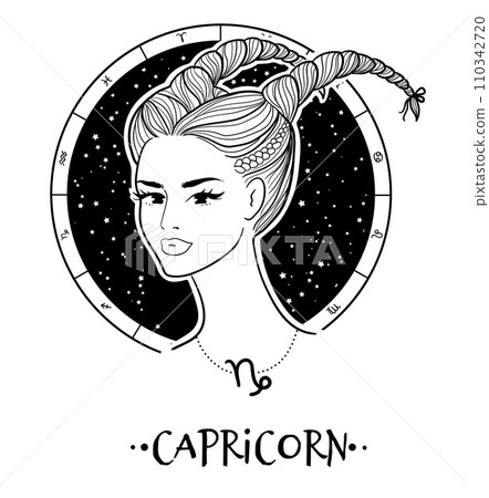 Capricorn zodiac sign line art Capricorn zodiac sign line art 110342720