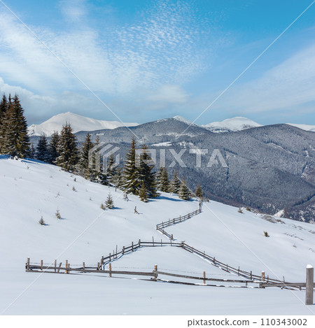 Winter snowy Carpathian mountains, Ukraine 110343002