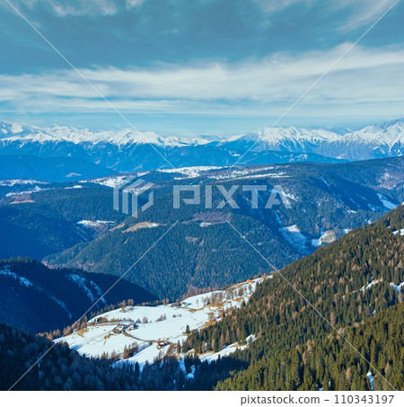 Morning winter mountain landscape (Italy). 110343197