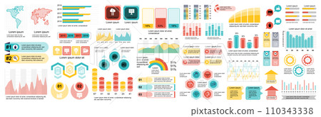 Mega set of infographic elements data visualization vector design template. Can be used for steps, options, business process, workflow, diagram, flowchart, timeline, marketing. Bundle info graphics. Mega set of infographic elements data visualization vector design template. Can be used for steps, options, business process, workflow, diagram, flowchart, timeline, marketing. Bundle info graphics. 110343338