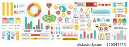 Mega set of infographic elements data visualization vector design template. Can be used for steps, options, business process, workflow, diagram, flowchart, timeline, marketing. Bundle info graphics. Mega set of infographic elements data visualization vector design template. Can be used for steps, options, business process, workflow, diagram, flowchart, timeline, marketing. Bundle info graphics. 110343353