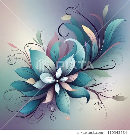 Abstract floral background with blue flowers. Abstract floral background with blue flowers. 110343384