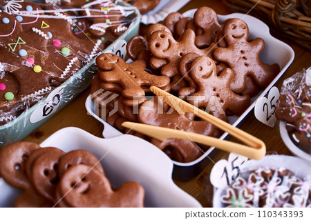 Pernicky, traditional Chezch gingerbread man cookies on a sale in Prague Pernicky, traditional Chezch gingerbread man cookies on a sale in Prague 110343393
