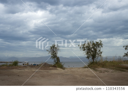 Beach in Roda, north of Corfu, Greece 110343556