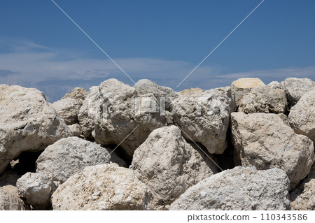 Stones on the coast of the Ionian sea, Roda, Corfu 110343586