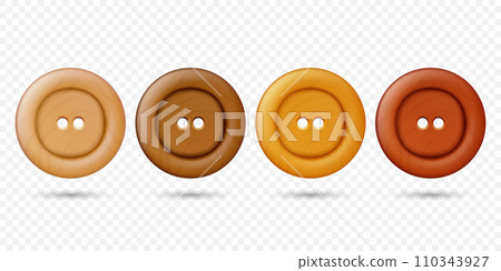 Vector 3d Realistic Wooden Button for Clothes Icon Set Closeup Isolated. Fashion, Art, Needlework, Sewing, Scrapbooking Decor. Round Clothes Button Design Template, Top View Vector 3d Realistic Wooden Button for Clothes Icon Set Closeup Isolated. Fashion, Art, Needlework, Sewing, Scrapbooking Decor. Round Clothes Button Design Template, Top View 110343927