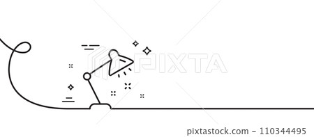 Table lamp line icon. Continuous one line with curl. Bedside light sign. Interior illuminate symbol. Table lamp single outline ribbon. Loop curve pattern. Vector 110344495