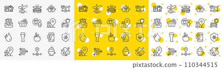 Outline Coffee cup, Vip access and Eco food line icons pack for web with User notification, Delete order, Boat fishing line icon. Hydroelectricity, Clean skin, Charging station pictogram icon. Vector 110344515