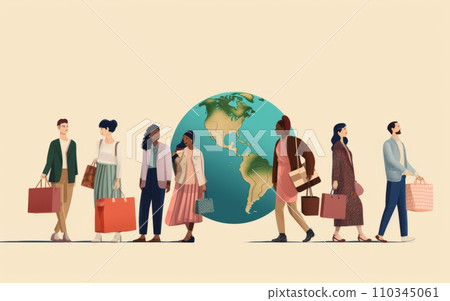 People with shopping bags, symbolizing global consumer rights. World Consumer Rights Day (15 March) 110345061