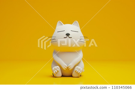 an emoji cat sitting on the yellow background, in the style of japanese-inspired art an emoji cat sitting on the yellow background, in the style of japanese-inspired art 110345066