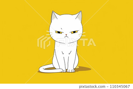 an emoji cat sitting on the yellow background, in the style of japanese-inspired art an emoji cat sitting on the yellow background, in the style of japanese-inspired art 110345067