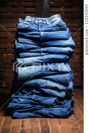 Assorted Jeans in a Stack,close up Assorted Jeans in a Stack,close up 110345095