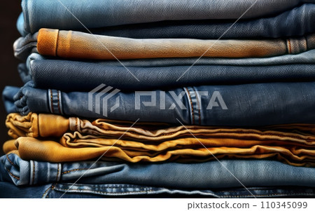 Assorted Jeans in a Stack Assorted Jeans in a Stack 110345099