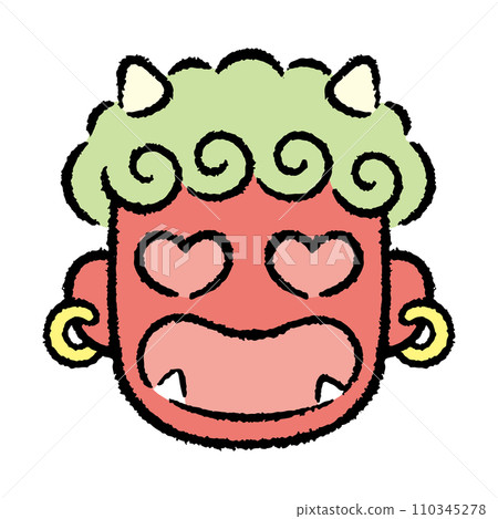 Season_Winter_Setsubun_Illustration material of a red demon with heart-shaped eyes 110345278