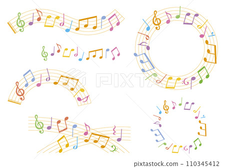 音符/五線譜音樂裝飾邊框/框架套裝 音符/五線譜音樂裝飾邊框/框架套裝 110345412