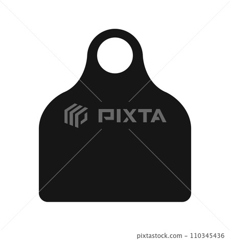 Cattle eartag icon. Blank black identification label for farm animals. Earmark mockup for livestock isolated on white background. Vector flat illustration 110345436