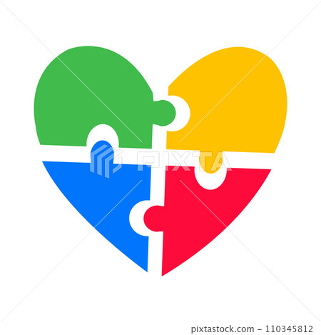 Abstract heart made from puzzle pieces. Autism awareness symbol. Abstract heart made from puzzle pieces. Autism awareness symbol. 110345812