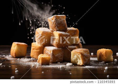 Appetizing croissant with chocolate isolated on white background 110345893