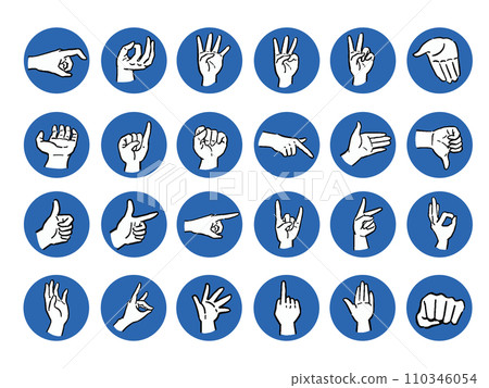 Line drawing illustration set of various hand signs Hand-drawn style illustrations 110346054