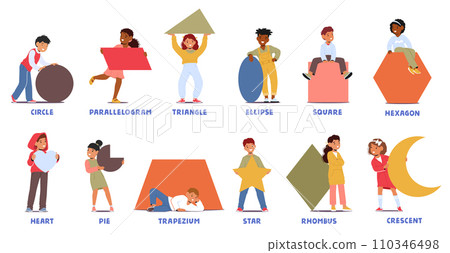 Excited Kids Hold Vibrant Geometric Shapes, Their Faces Beaming With Joy And Curiosity As They Explore Mathematics Excited Kids Hold Vibrant Geometric Shapes, Their Faces Beaming With Joy And Curiosity As They Explore Mathematics 110346498