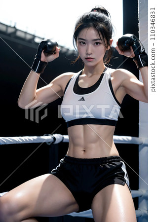 青少年女運動員的戰鬥姿勢 AI 照片 AI 圖像 AI 凹印 青少年女運動員的戰鬥姿勢 AI 照片 AI 圖像 AI 凹印 110346831