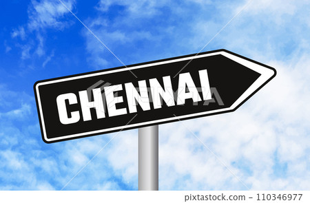 Chennai road sign on cloudy sky background 110346977