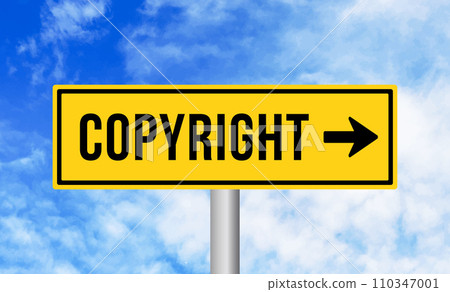 Copyright road sign on blue sky background 110347001