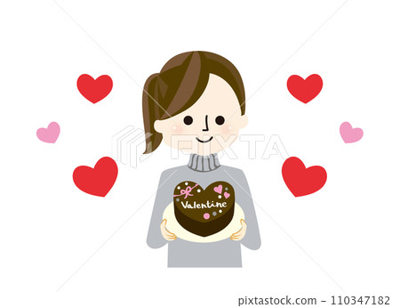 A picture of a woman holding valentine chocolates A picture of a woman holding valentine chocolates 110347182