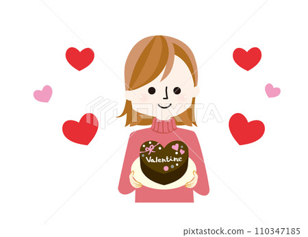 A picture of a woman holding a valentine's day gift 110347185
