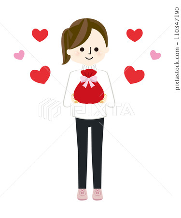 一個女人送禮物的插圖 一個女人送禮物的插圖 110347190