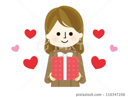 一個女孩要送禮物的插圖 110347208