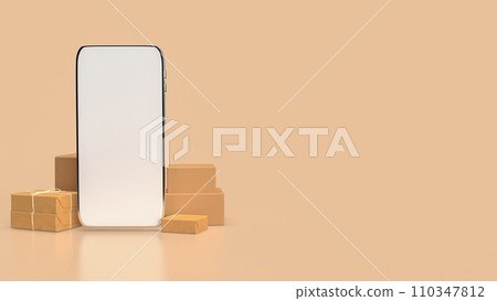 The mobile and shopping box for online marketing concept 3d rendering. The mobile and shopping box for online marketing concept 3d rendering. 110347812