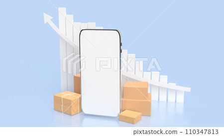 The mobile and shopping box for online marketing concept 3d rendering. The mobile and shopping box for online marketing concept 3d rendering. 110347813