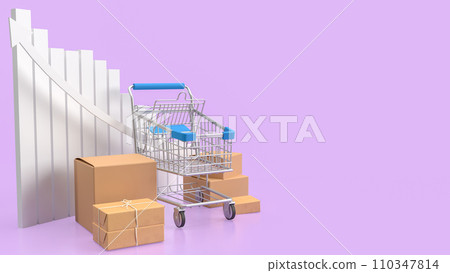The shopping cart snd box for online marketing concept 3d rendering. 110347814