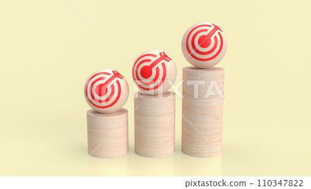 The target icon ball  on wood bar chart for Business concept 3d rendering. 110347822