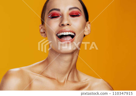 Woman beauty color model girl smile face make-up skin studio fashion portrait close-up 110347915